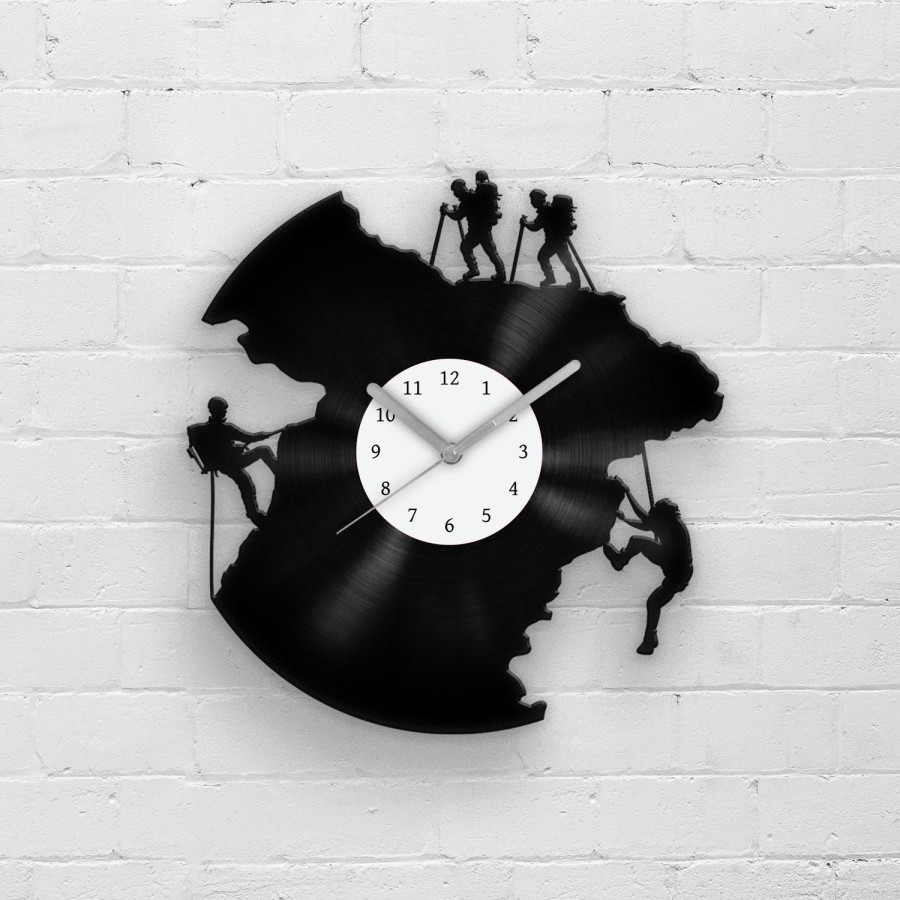 Adventurer, Climbing Man Vinyl Record Wall Clock, Wall Decor, Wall Accessory, Wall Hanging, Gift for Climbers, Climber Vinyl Clock, Wall Art