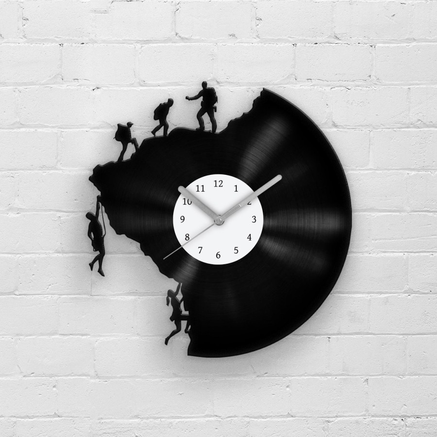 Adventurer, Climbing Men, Vinyl Clock, Wall Decor, Housewarming Gifts, Gift for Climbers, Hiking Art, The Mountains Are Calling, Wanderlust