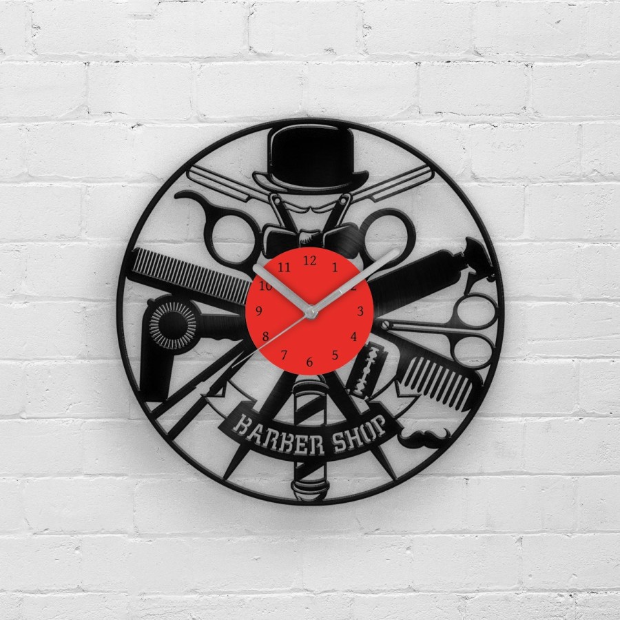 BARBER SHOP - Vinyl Clock, Housewarming Gift, Wall Hanging for Men, Hairdresser&#39;s Decor, Unique Original Art, The Best Home Decorations