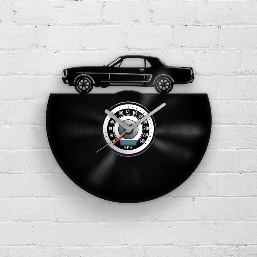 Classic Car Vinyl Clock, Retro Car Decor, Mustang Wall Hanging, Best Gifts for Him, Mens Gifts, Groomsmen Gifts, Vinyl Wall Clocks, Auto Fan