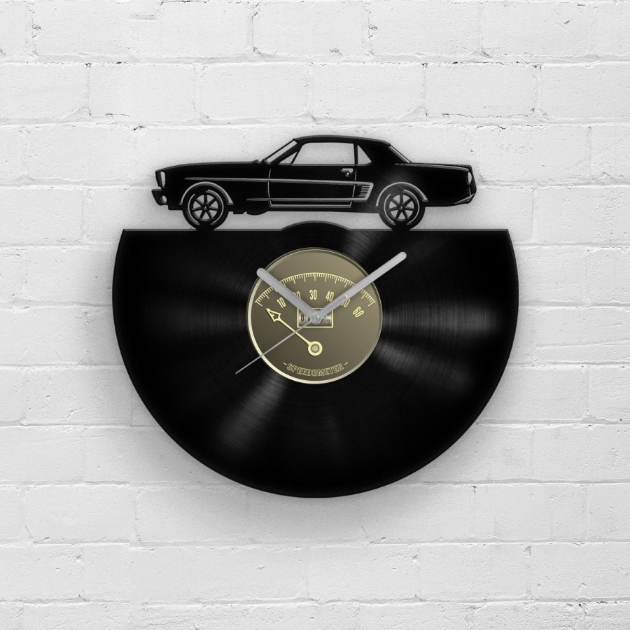 Classic Car Vinyl Clock, Retro Car Decor, Mustang Wall Hanging, Best Gifts for Him, Mens Gifts, Groomsmen Gifts, Vinyl Wall Clocks, Auto Fan