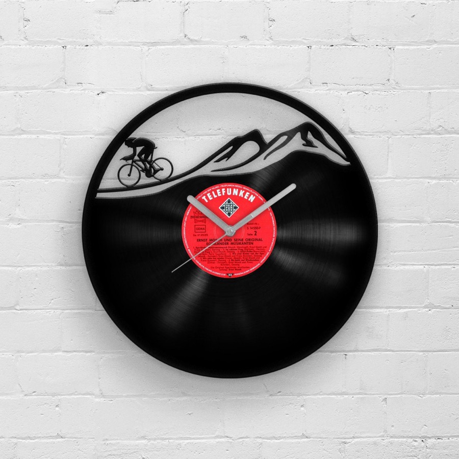 Cycling Vinyl Record Wall Clock, Best Gift for Cyclists, Mountain Biker Art, Cyclist Decor, Home Office Decoration, Wall Hangings Bicycle