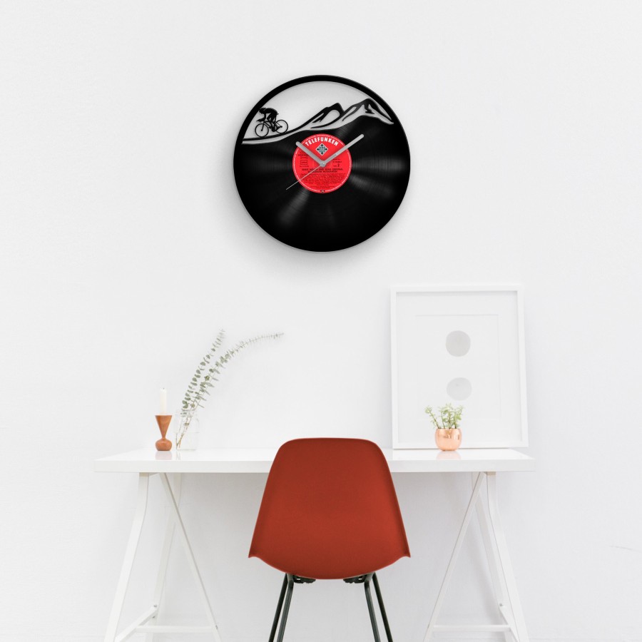 Cycling Vinyl Record Wall Clock, Best Gift for Cyclists, Mountain Biker Art, Cyclist Decor, Home Office Decoration, Wall Hangings Bicycle