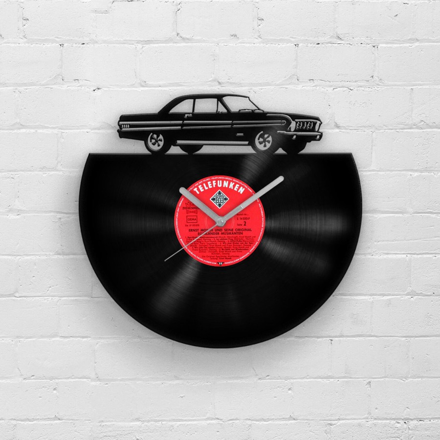 Classic Car Vinyl Record Wall Clock, Retro Car Gift, Father&#39;s Day Gift, Gift for Father, Auto Fan Art, Best Gift for Boss, Car Silhouette
