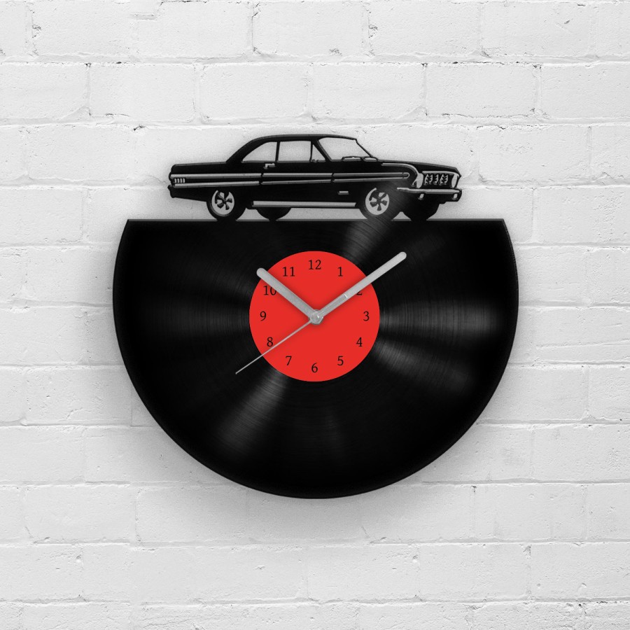 Classic Car Vinyl Record Wall Clock, Retro Car Gift, Father&#39;s Day Gift, Gift for Father, Auto Fan Art, Best Gift for Boss, Car Silhouette