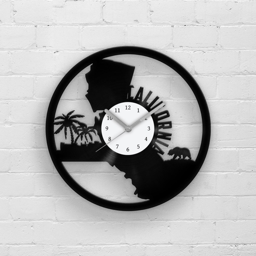 CALIFORNIA - Vinyl Clock, California State Art, California Map Wall Decor, Los Angeles Art, San Francisco Wall Decor, Housewarming Gifts
