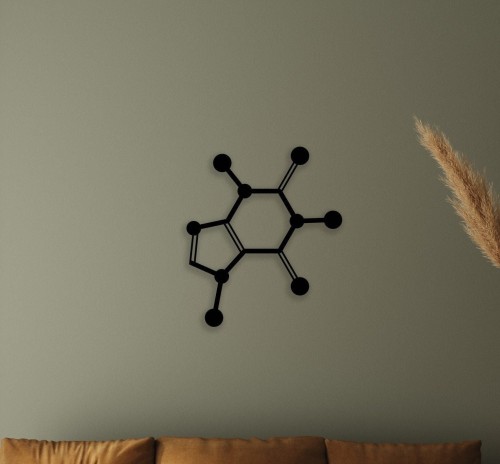 Caffeine Molecule Wooden Wall Art, Coffee Wall Decor, Wall Hanging for Coffee Shop, Gift Idea Chemist Chemistry Caffeine Molecule Science