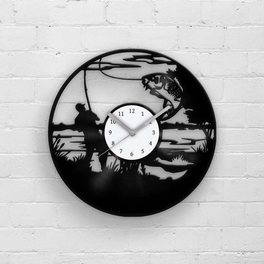 FISHING - Vinyl Clock, Best Gifts for Men, Man Cave Sign, Wall Hanging for Him, Best Birthday Presents for Dad, Fisherman Decor, Wall Art