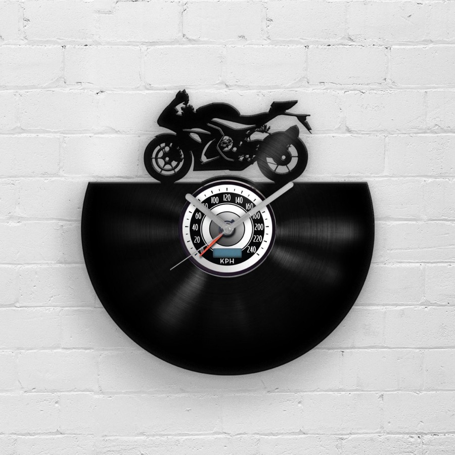 Gift for Him, Racing Motorbike, Motorcycle Gifts, Vinyl Clock, Man Cave Art, Decor for Men, Garage Wall Hanging, Present for Racer, Clocks