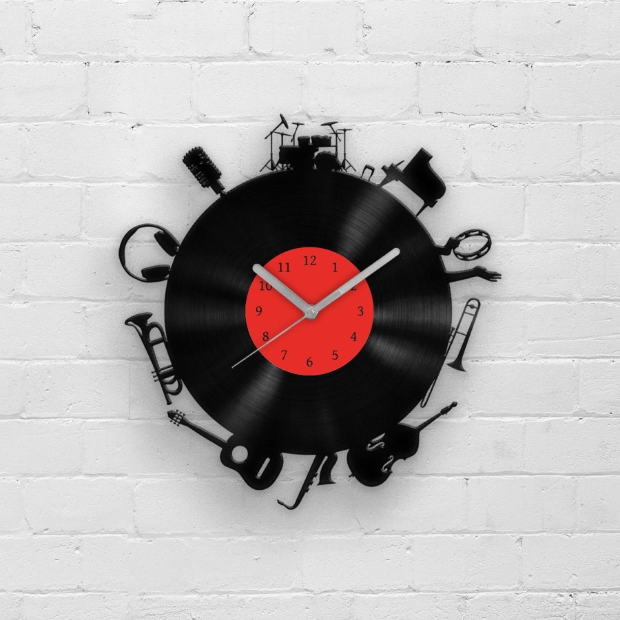 Music Inspired Wall Art - Vinyl Clock Music, Music Style Wall Decor, Music Instruments Vinyl Record Wall Clock, Music Gift, Unique Gifts