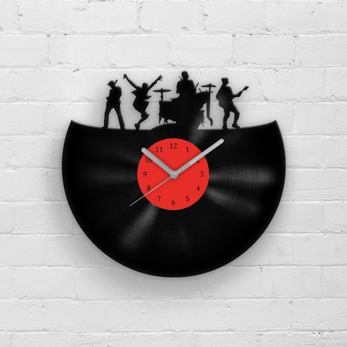 Music Gifts - Vinyl Clock, Rock Band Silhouette, House Warming Gifts, Wall Hanging, Garage Decor, Man Cave Art, Christmas Gifts, Guitars