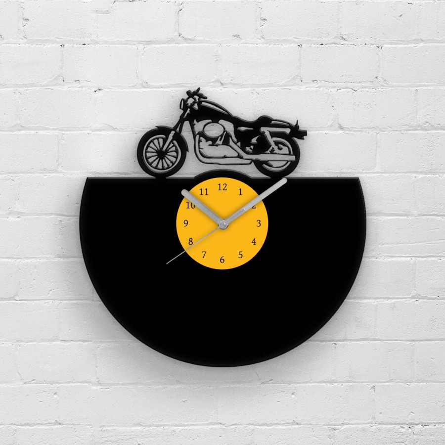 Motorcycle Gifts - Classic Motorbike Vinyl Clock, Motorbike Cafe Racer, Wall Hanging for Men Cave, Best Gifts for Men, Motorcycle Gifts