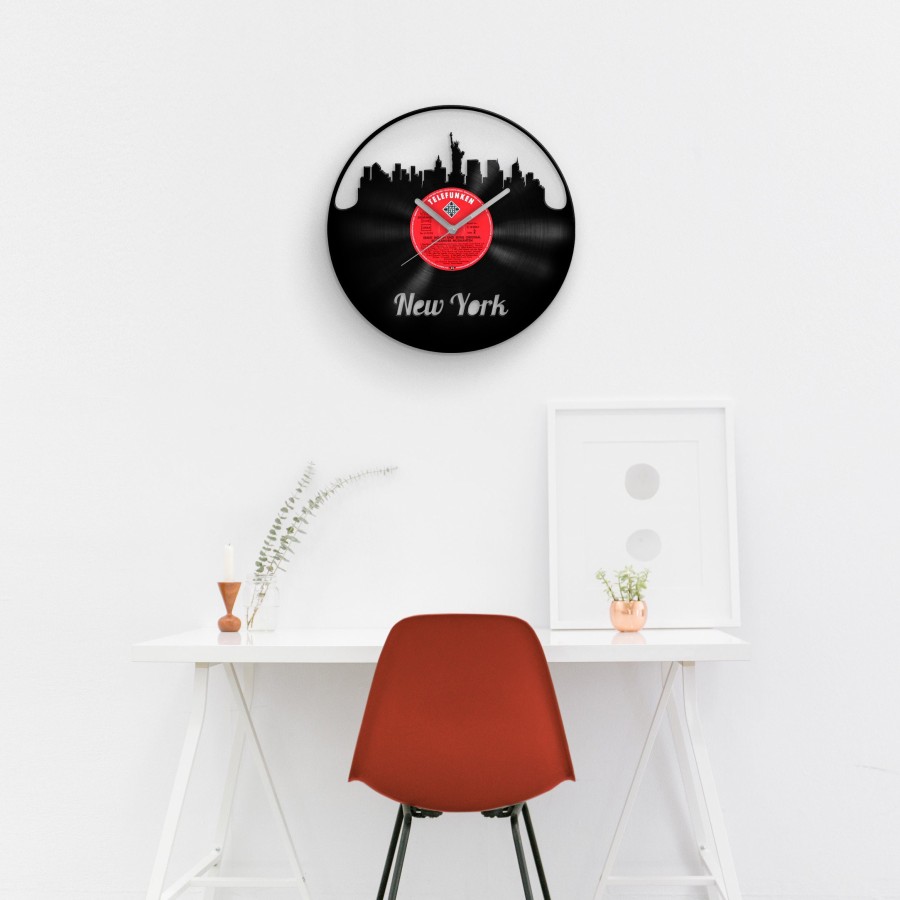 New York City - Vinyl Clock, Wall Art for New Yorkers, Wall Decor New York, Vinyl Record Wall Clock Art, Unique Wall Hanging, Housewarming