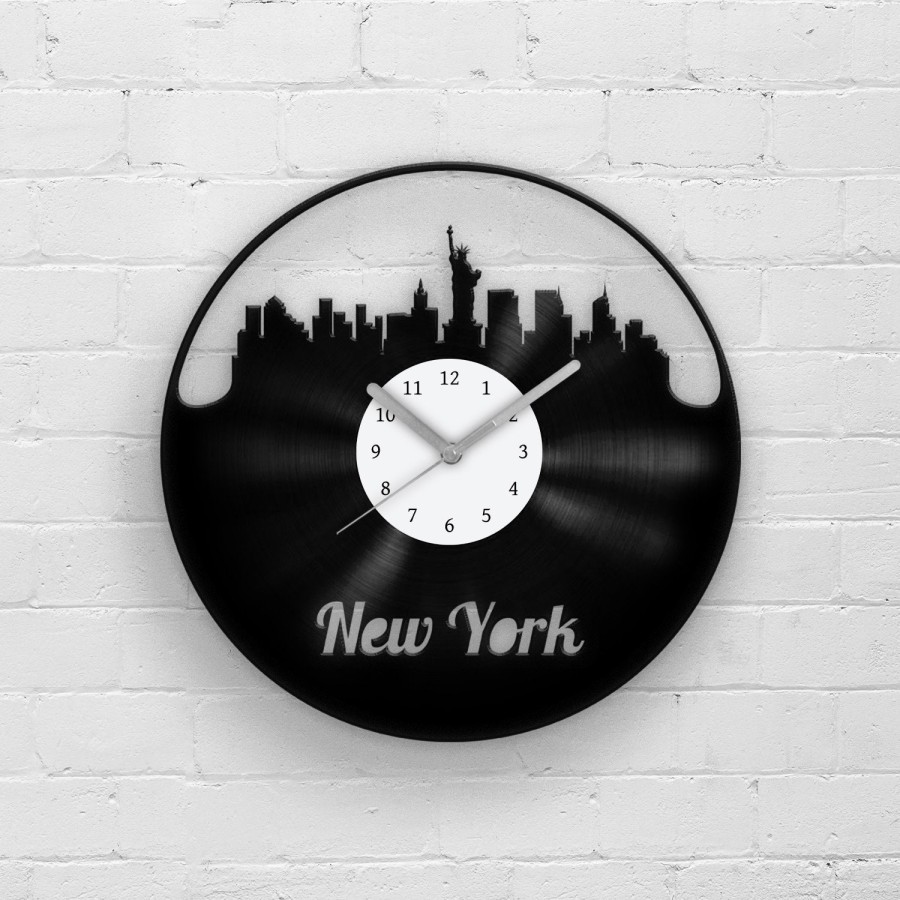 New York City - Vinyl Clock, Wall Art for New Yorkers, Wall Decor New York, Vinyl Record Wall Clock Art, Unique Wall Hanging, Housewarming