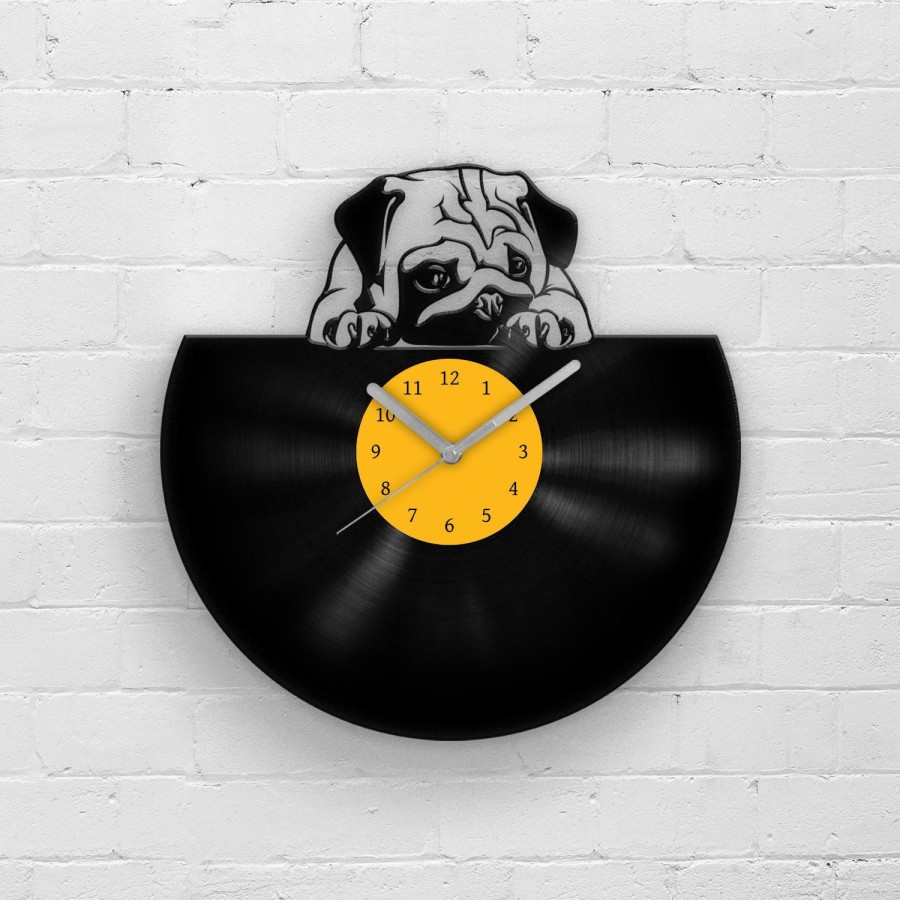 PUG GIFT - Vinyl Clock, Dog Lover Gifts, Home Decor, Housewarming Art, Pet Lovers Present, Puppy Artwork, Unique Wall Decoration
