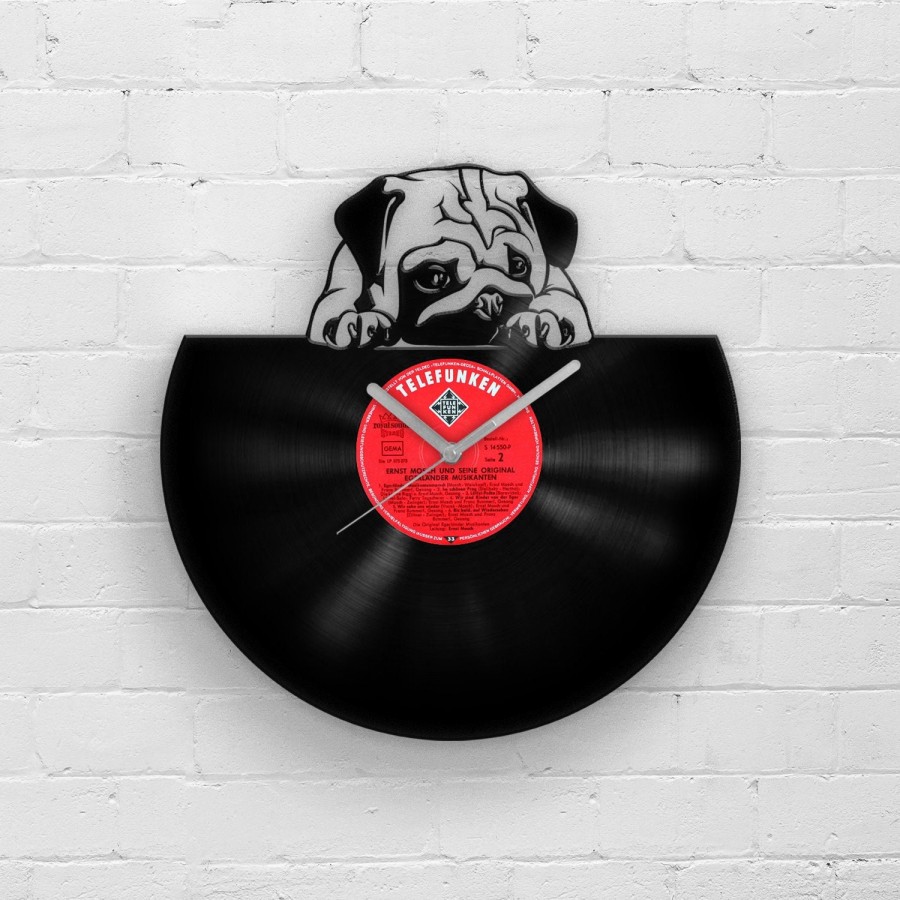 PUG GIFT - Vinyl Clock, Dog Lover Gifts, Home Decor, Housewarming Art, Pet Lovers Present, Puppy Artwork, Unique Wall Decoration