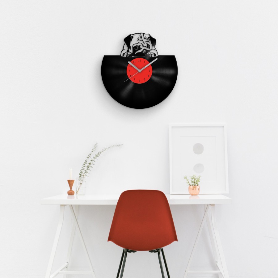 PUG GIFT - Vinyl Clock, Dog Lover Gifts, Home Decor, Housewarming Art, Pet Lovers Present, Puppy Artwork, Unique Wall Decoration