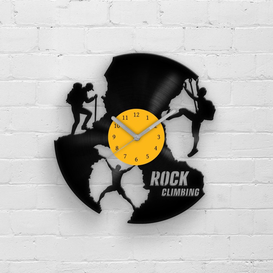 Rock Climber&#39;s Vinyl Clock | Climbing Gift for Your Friend | Traveler Gifts | Extreme Sports Lover Gift | Wall Art Alpinism | Gift for Dad