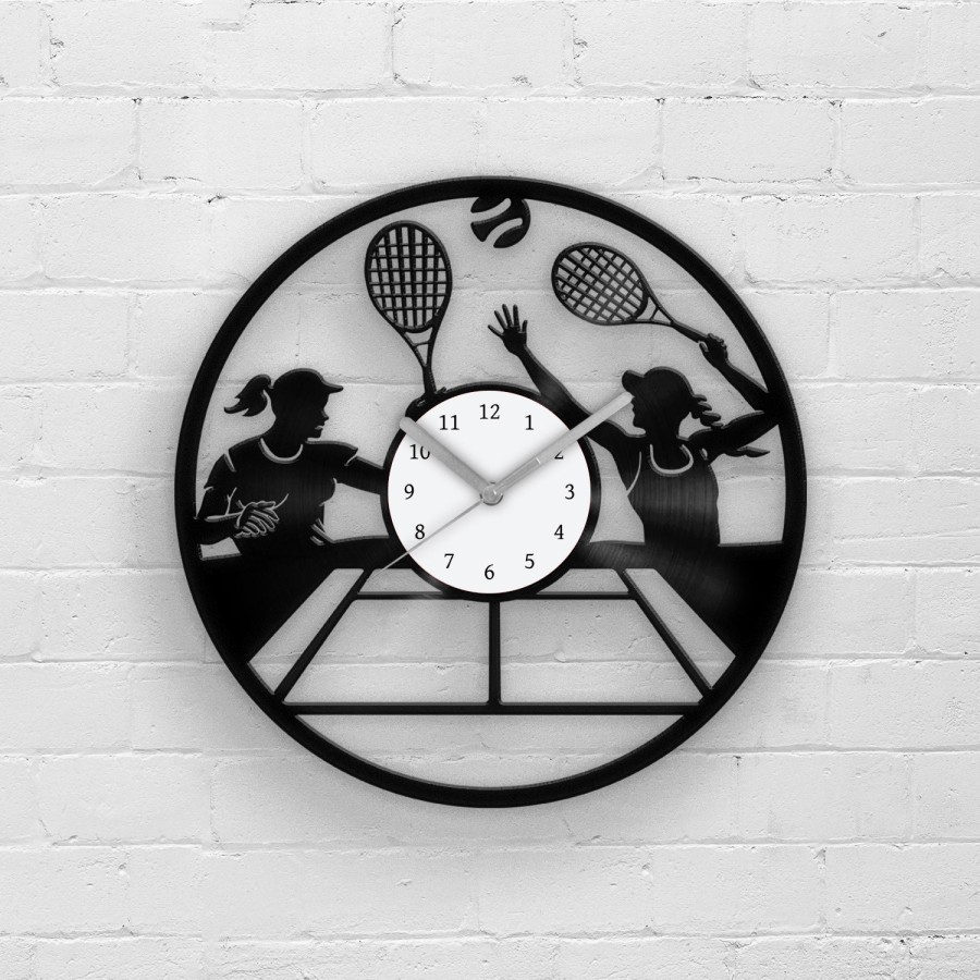 TENNIS PLAYER - Vinyl Clock, Sport Gifts, 12 Inch Wall Artwork, Home Decor, Housewarming Art, Laser Cut Decoration, Old Vinyl Record