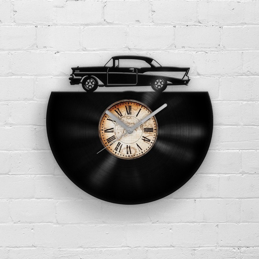 Vintage Car - Vinyl Clock, Retro Vehicle, Best Gifts for Dad, Men Cave Art, Garage Wall Hanging, Present for Father, Home Decor, Men Gifts