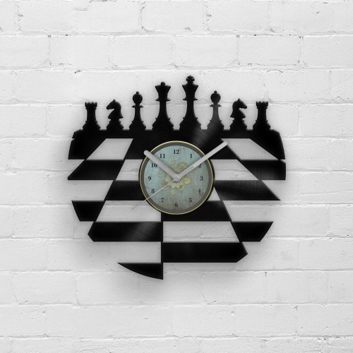 Vinyl Clock for Chess Player - Chess Board Gifts, Chess Wall Art, Best Men Gifts, Birthday Gift for Men, Vinyl Record Clocks, Men Cave Gifts