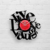 Wall Clock Unique - Decorative Vinyl Clock, Live Love Laugh Decor, Wall Hanging Love, Gift for Couples, Vinyl Wall Art, Unique Wall Decor