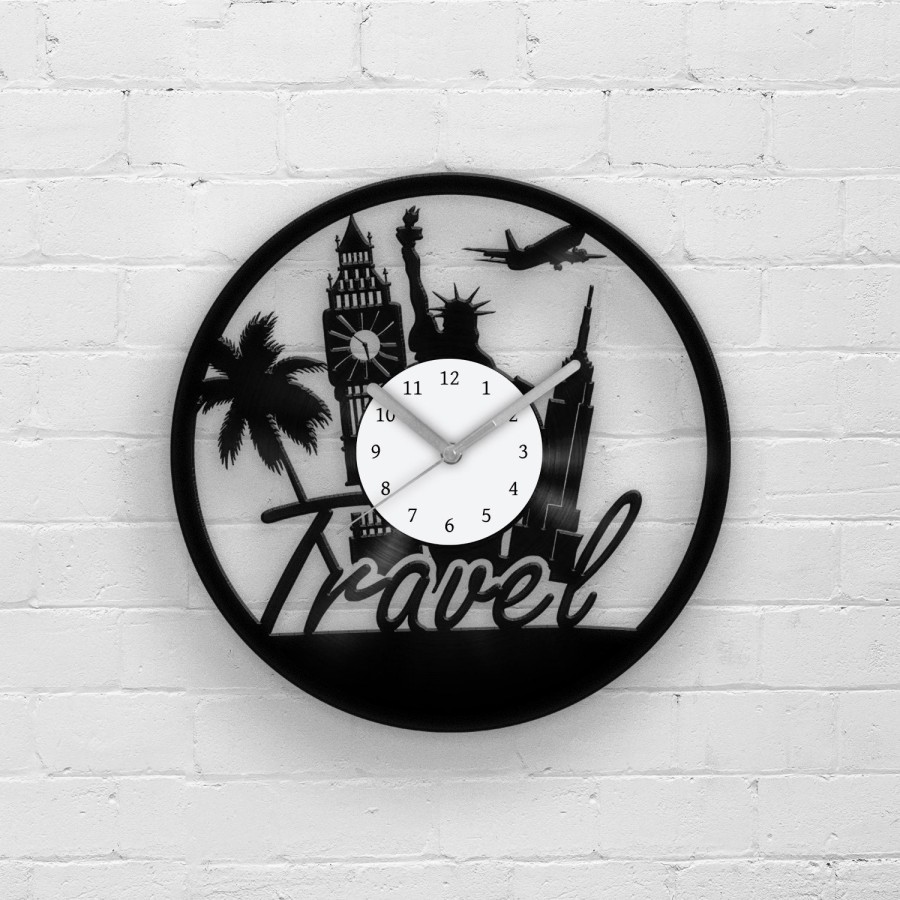 Wanderlust Gifts, Vinyl Clock Travel, Best Gift for Adventurer, Gift for Traveler, Wall Hanging World Map, Wall Decoration Map, London Gifts