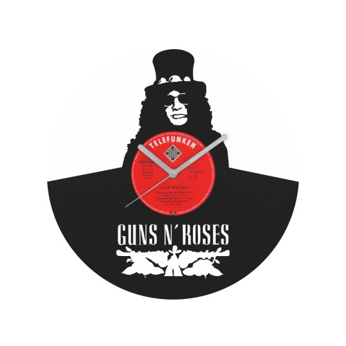 Guns N' Roses laikrodis iš perdirbtos vinilinės plokštelės
