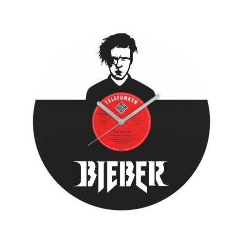Justin Bieber v1 laikrodis iš perdirbtos vinilinės plokštelės