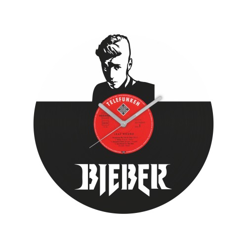 Justin Bieber v2 laikrodis iš perdirbtos vinilinės plokštelės