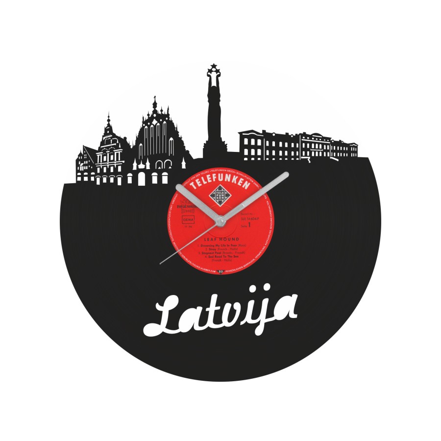 Latvijos laikrodis iš perdirbtos vinilinės plokštelės