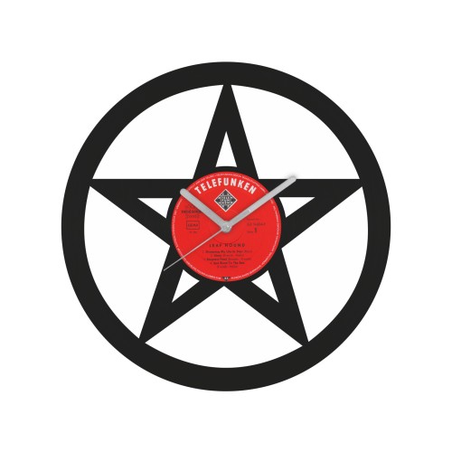 Pentagram laikrodis iš perdirbtos vinilinės plokštelės